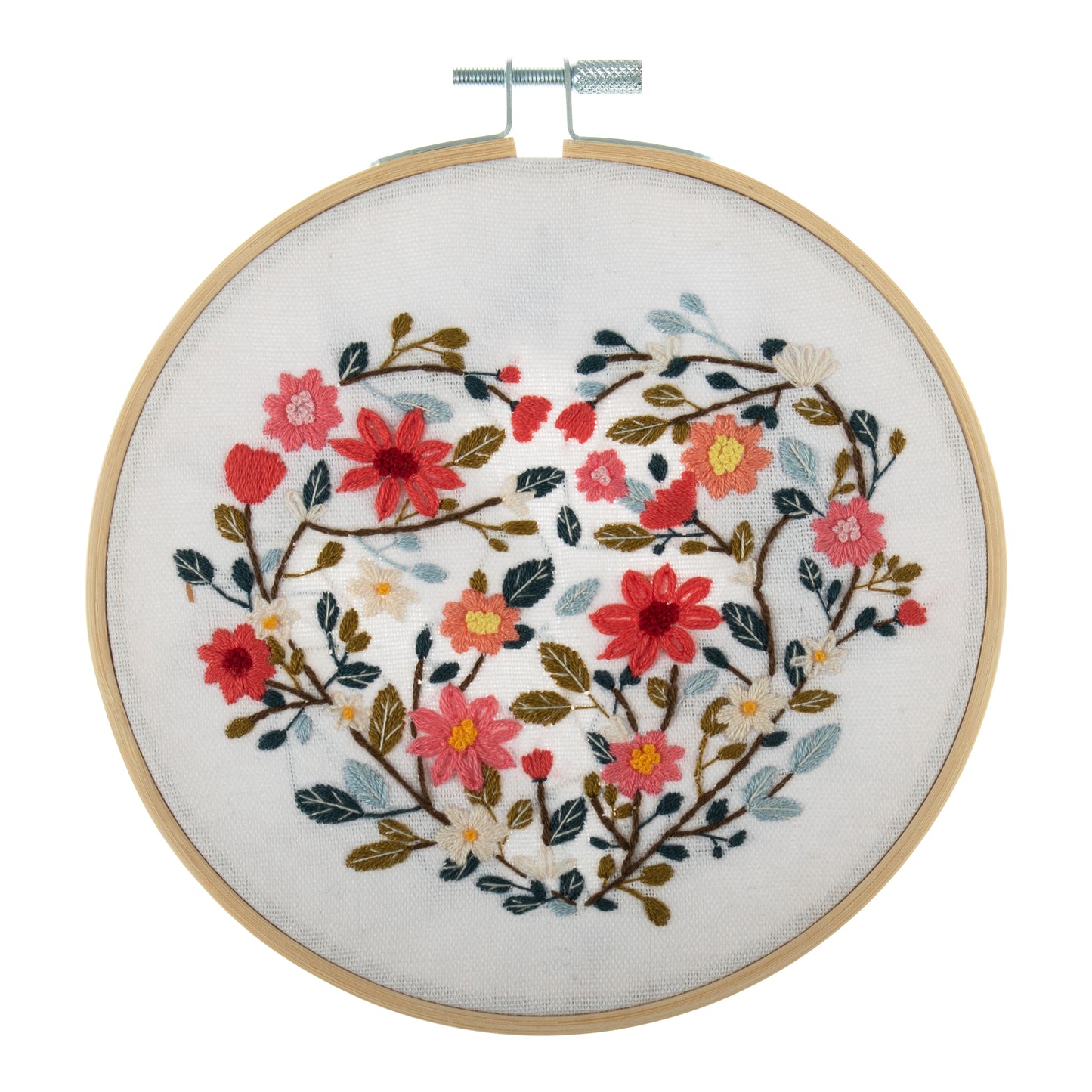 Trimits Floral Heart Embroidery Hoop Craft Kit