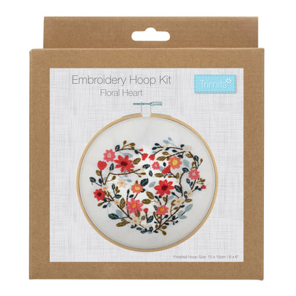 Trimits Floral Heart Embroidery Hoop Craft Kit