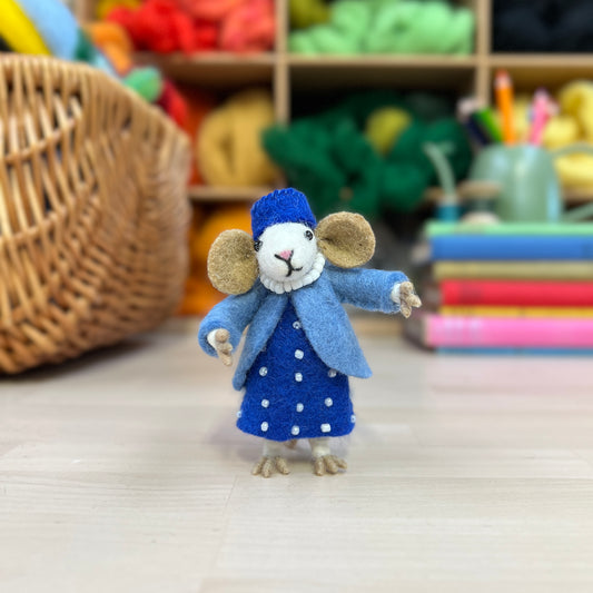 Little Mouse with a Blue Spotted Dress