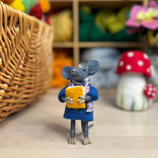 Little Mouse with a Book and Scarf