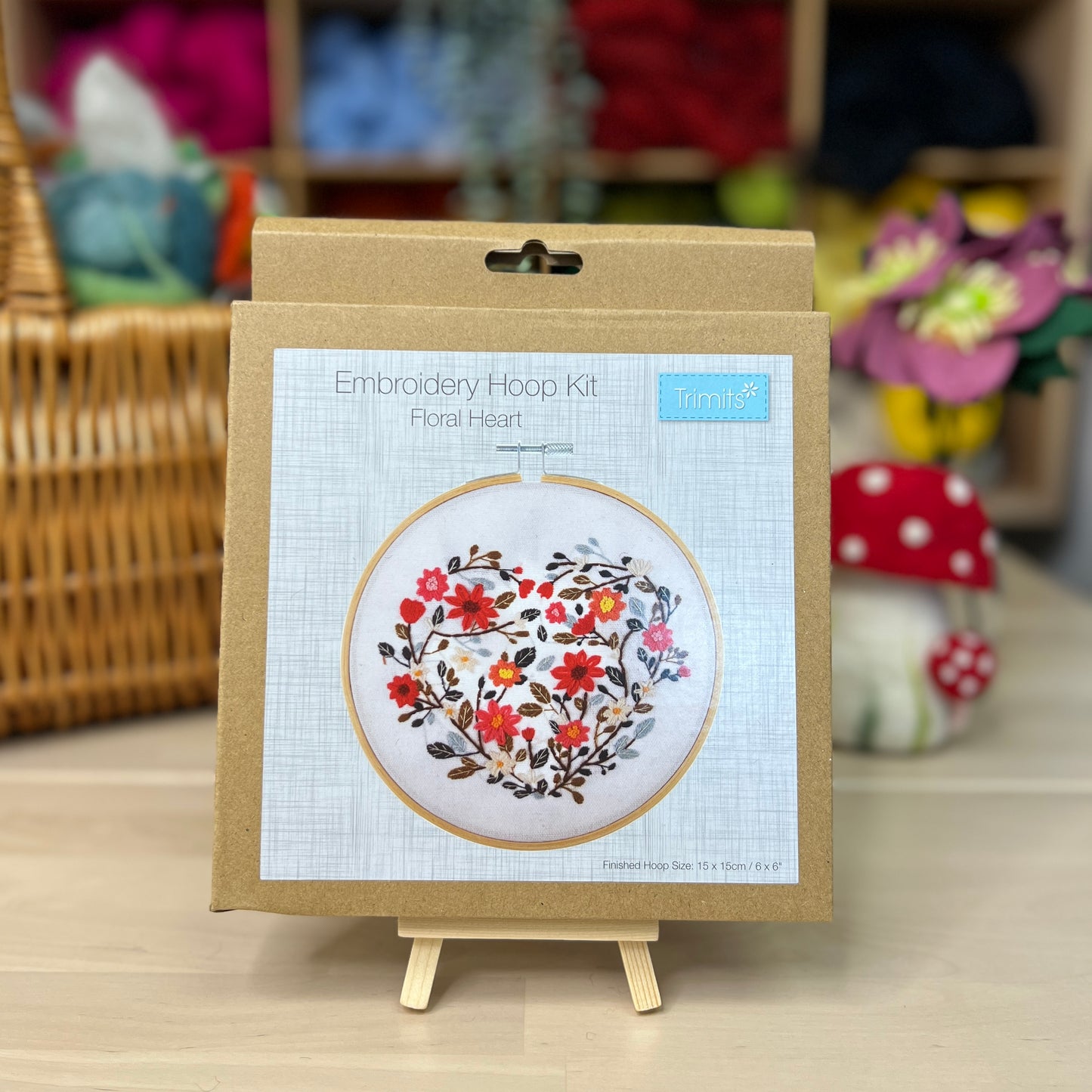 Trimits Floral Heart Embroidery Hoop Craft Kit