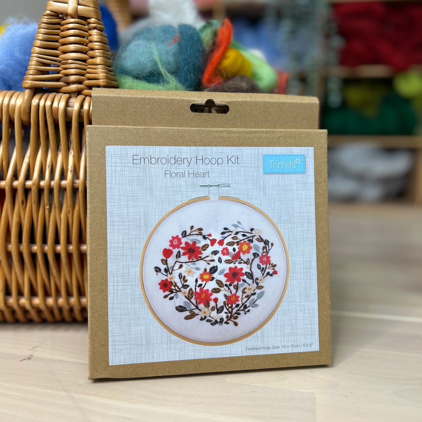 Trimits Floral Heart Embroidery Hoop Craft Kit