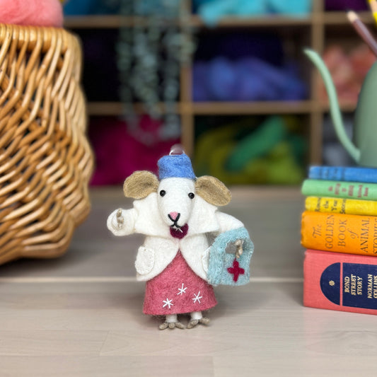 Little Doctor Mouse with a Pink Dress