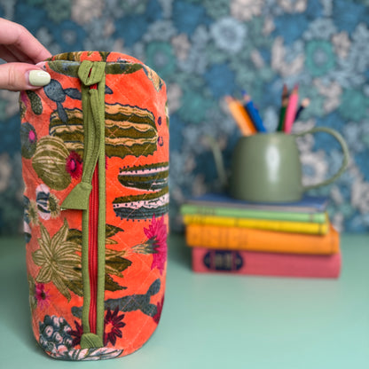 Velvet Barrel Bag (Peach Cactus)