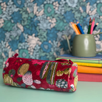 Velvet Barrel Bag (Red Cactus)