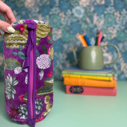 Velvet Barrel Bag (Purple Cactus)