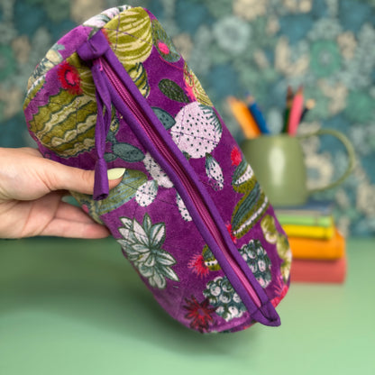 Velvet Barrel Bag (Purple Cactus)