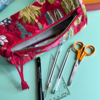 Velvet Barrel Bag (Red Cactus)