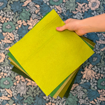 Felt Fabric Pack of five sheets - Greens