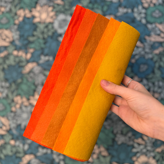 Felt Fabric Pack of five sheets - Oranges