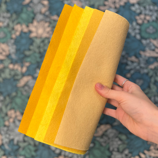 Felt Fabric Pack of five sheets - Yellows