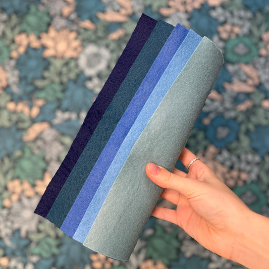 Felt Fabric Pack of five sheets - Blues