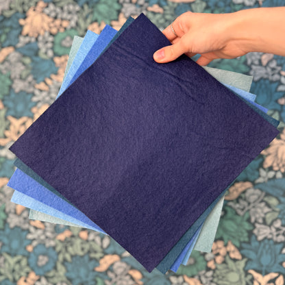 Felt Fabric Pack of five sheets - Blues