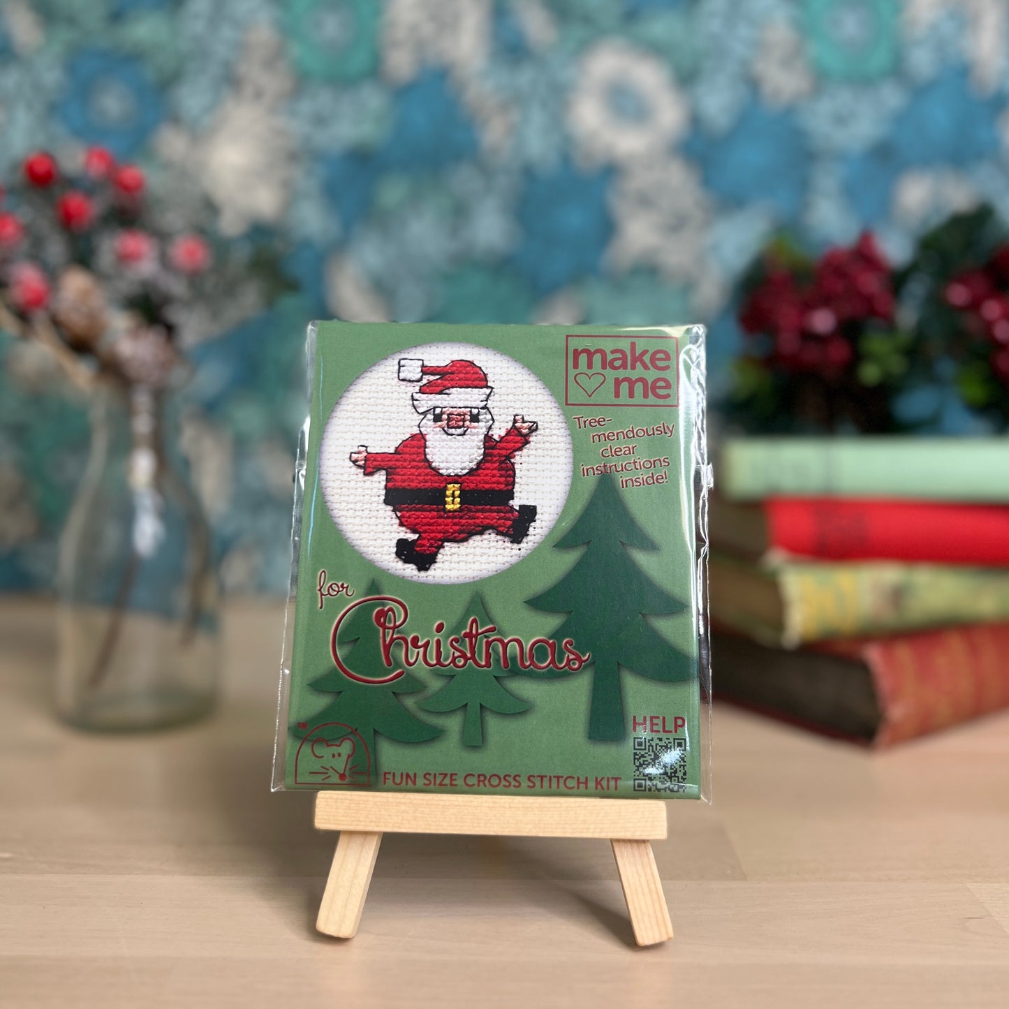 Christmas Santa Dancing Mini Cross Stitch Kit