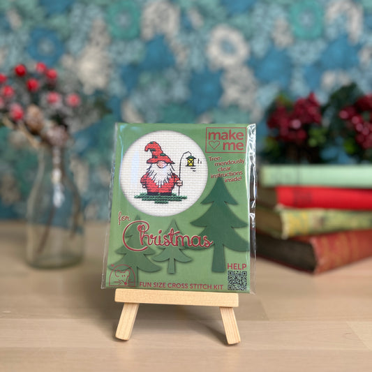 Christmas Santa Gnome Mini Cross Stitch Kit