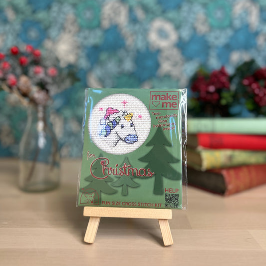 Christmas Unicorn Mini Cross Stitch Kit