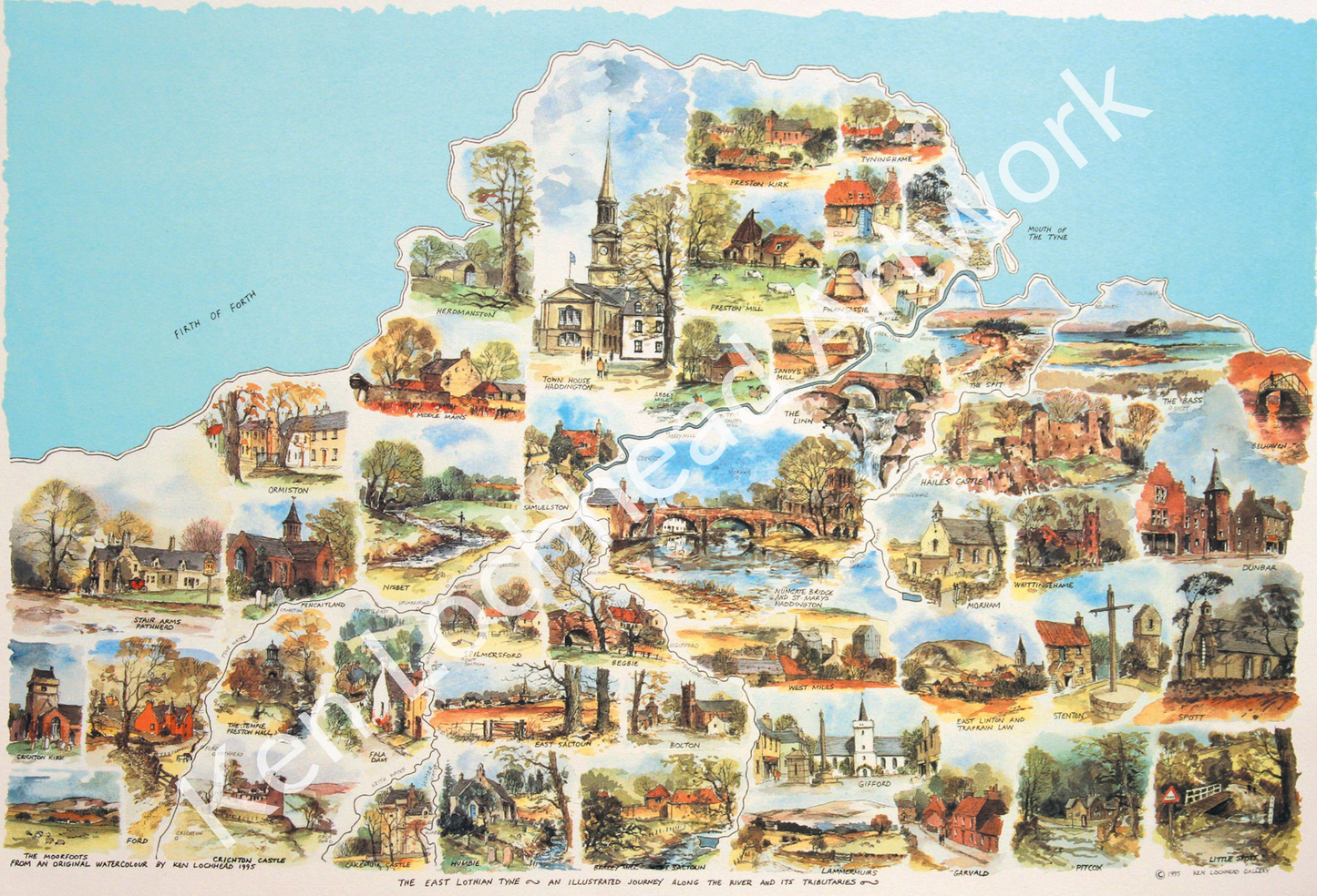 Ken Lochhead Pictorial Map of The River Tyne (East Lothian)