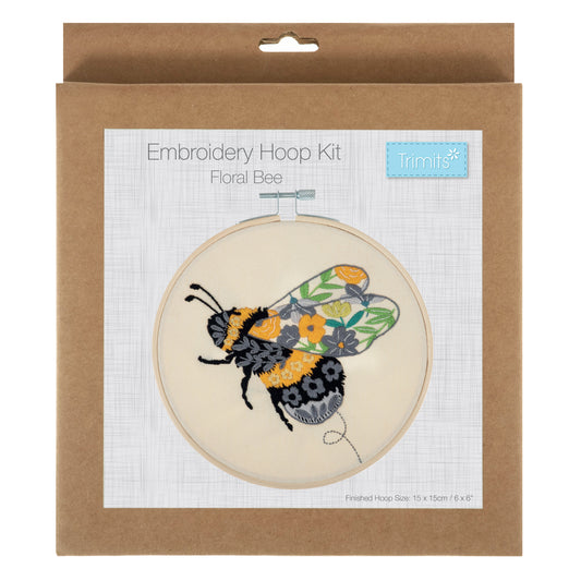 Trimits Floral Bee Embroidery Hoop Craft Kit