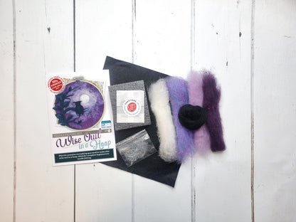 Painting with Wool Needle Felting Kit | Wise Owl in a Hoop