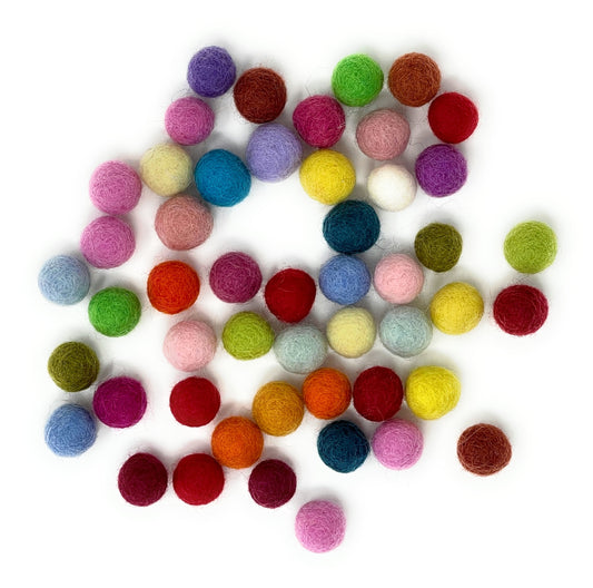 15mm Felt Balls - Mixed Colours (pack of 50 approx)