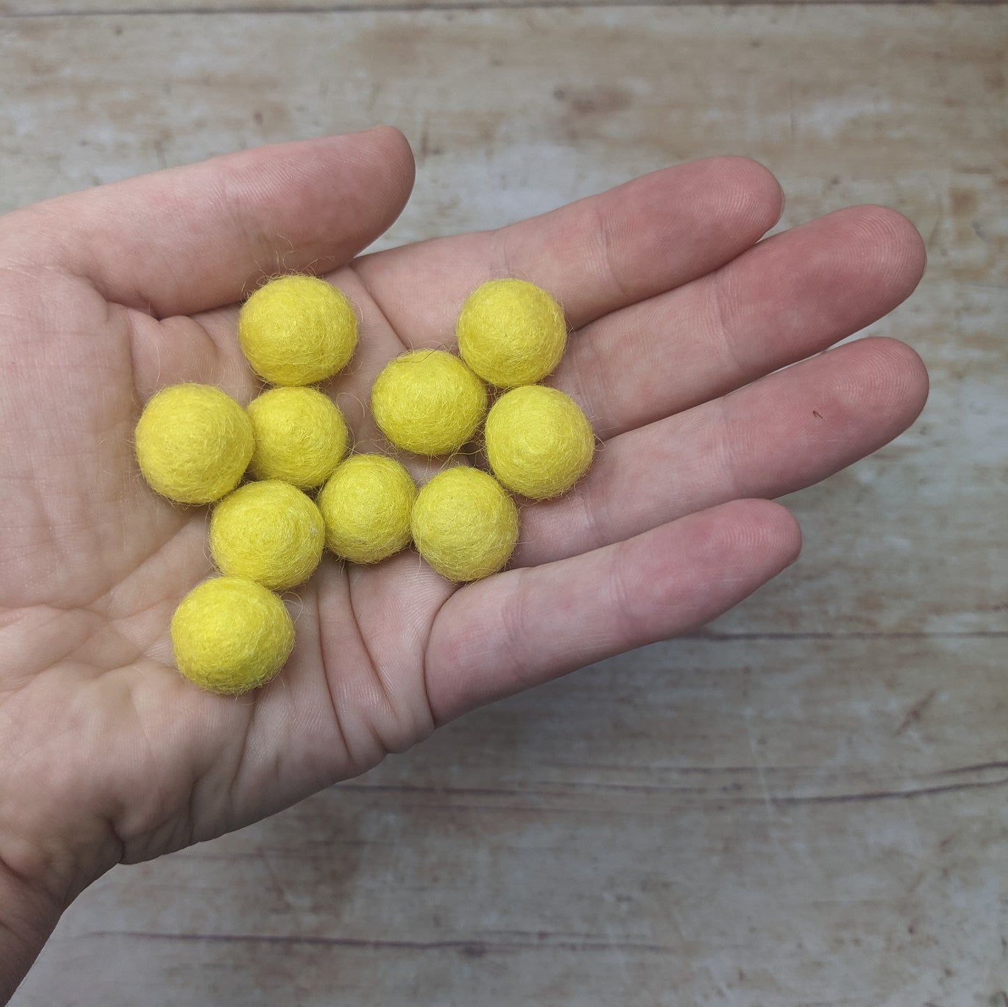 15mm Felt Balls - Yellow (pack of 10)